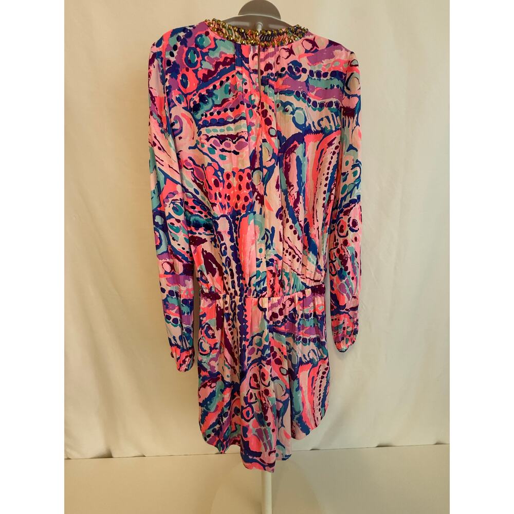 Lilly Pulitzer XXS Silk Beaded Romper Long Sleeve
